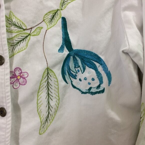 C.L.O.T.H.E.S Shacket Vintage Embroidered Button Front Shirt Jacket Floral M - Picture 4 of 5